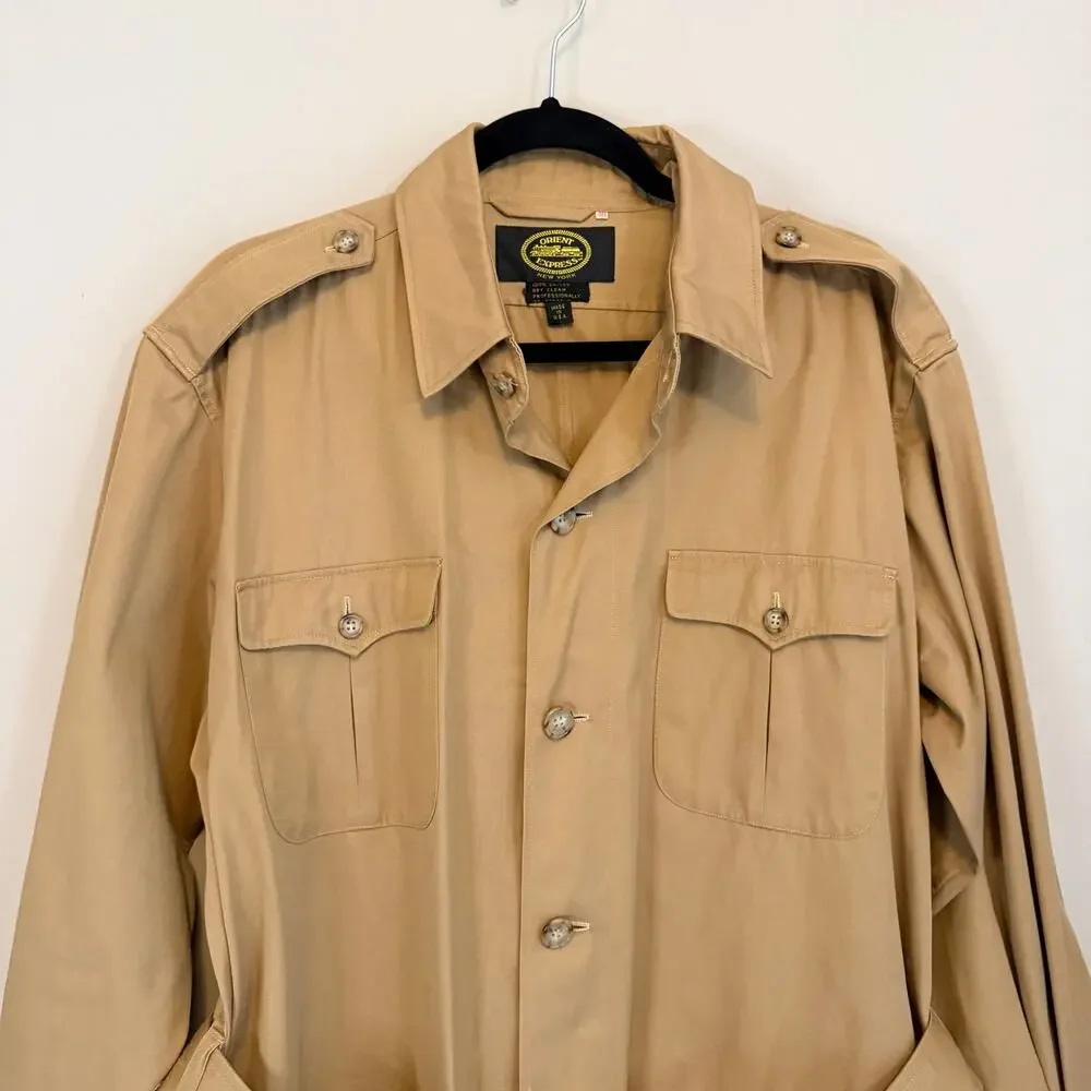Orient Express Safari Field Jacket Mens 46 Tan Vintage Cotton Military Gorpcore